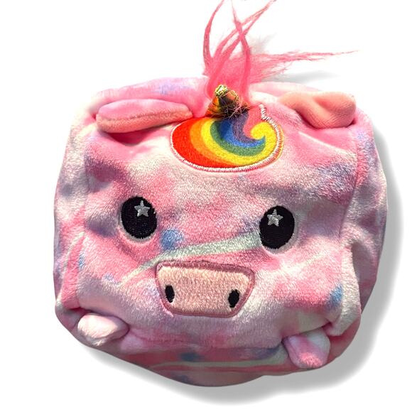 Moosh Moosh Plush Unicorn Reversible Raindrop Rainbow Squared Flip Em Animal 4" - Picture 3 of 10